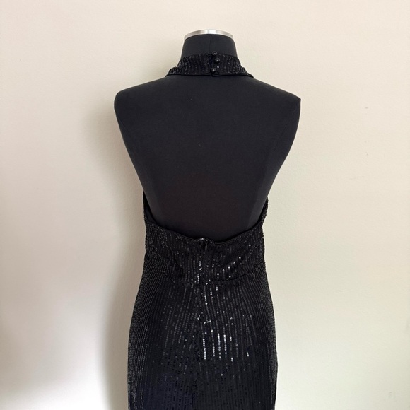 FAERIESTY Crisscross Cut Out Sequin Flare Leg Jumpsuit Size Large - Picture 9 of 12